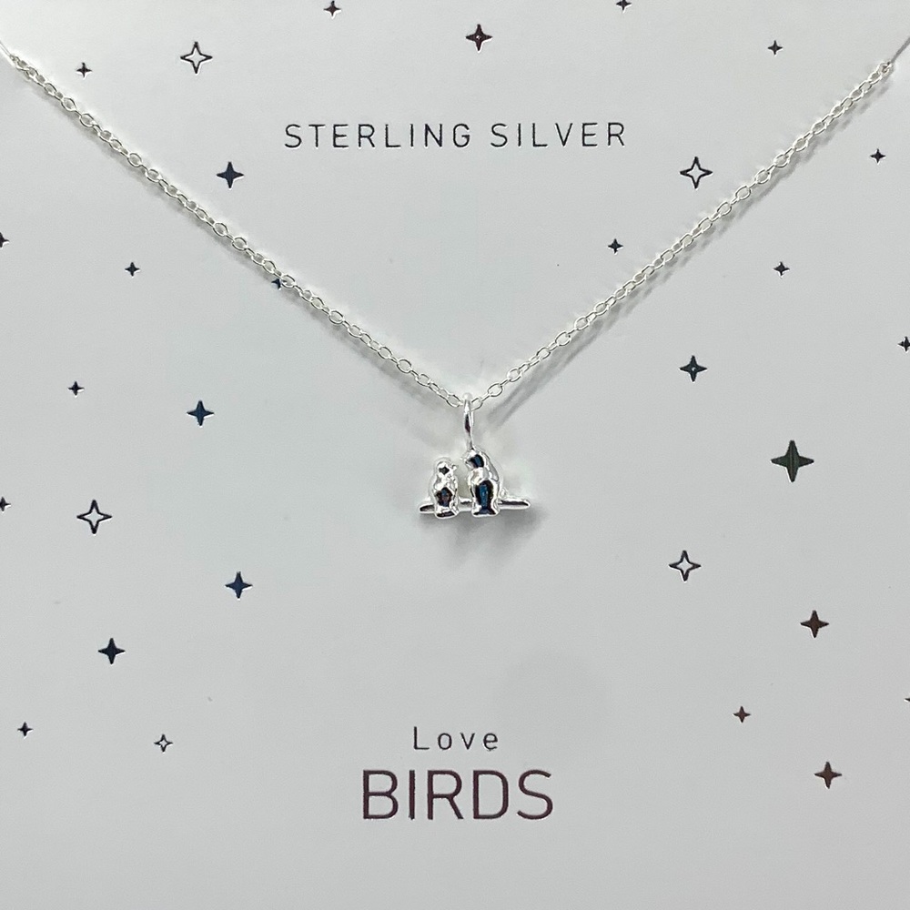 NEW Love Birds Necklace Dainty Sterling Silver